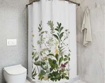 Botanical Wildflowers, Herbs, and other plant-themed shower curtains, Floral bathroom curtains, Waterproof Designer Polyester Shower Curtain