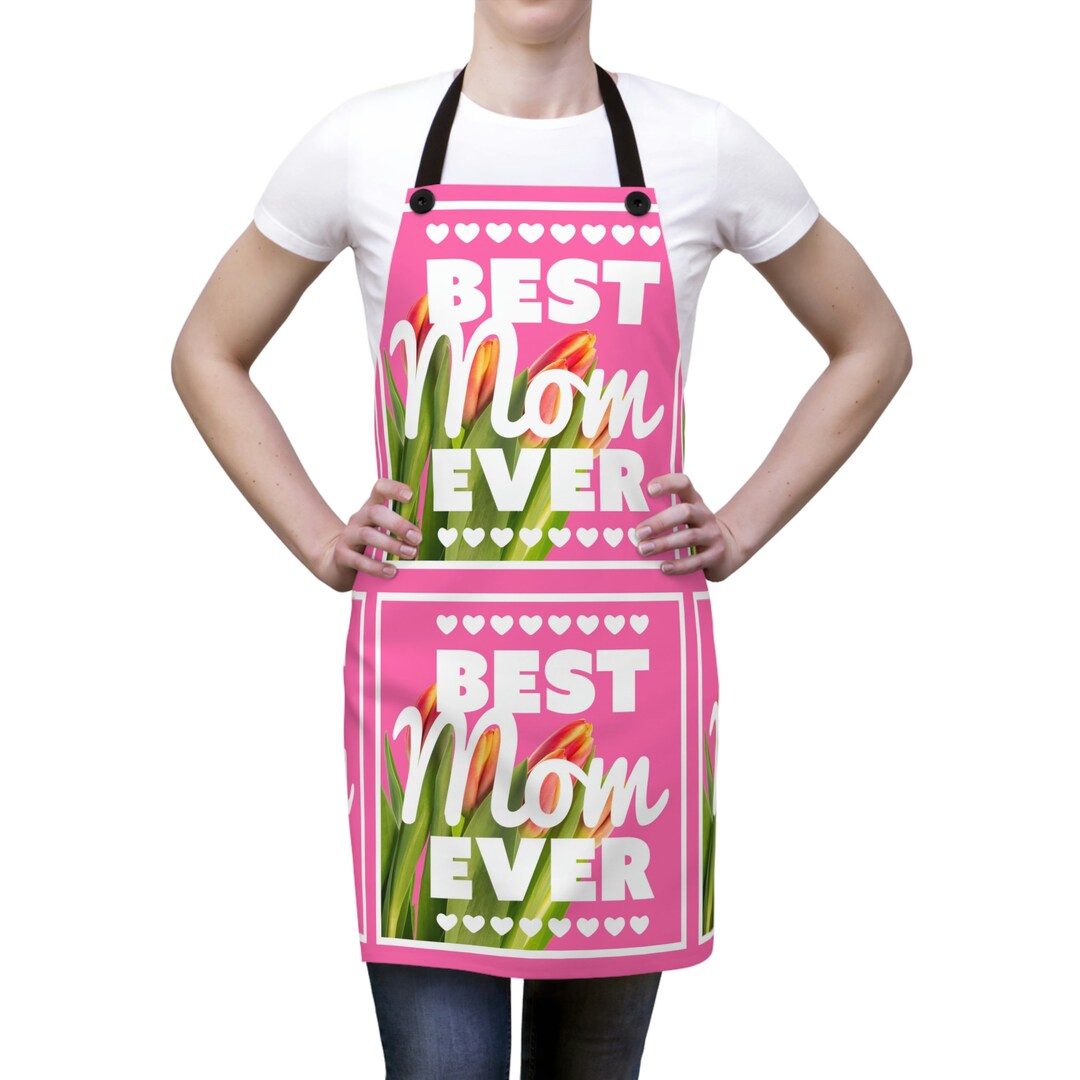 Apron Best Mom Ever Apron Pink Apron Etsy