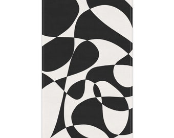 Kitchen Towel Black on White Towel Black Towel Squiggle Towel Swirl Towel Abstract Art Towel Modern Art Towel