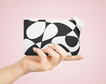 Mini Clutch Bag White on Black Clutch Bag White Clutch Bag Squiggle Clutch Bag Swirl Clutch Bag Abstract Art Clutch Bag