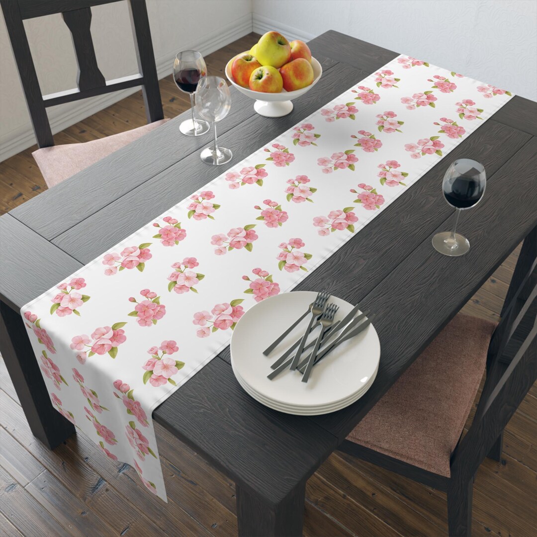 Cherry Blossom Table Runner, Cotton or Polyester - Etsy
