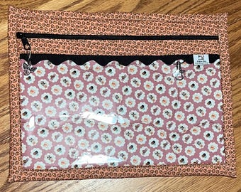Project bags for cross stitch with Vinyl front made with Halloween fabric.  Urban Chiks fabric line by Moda.