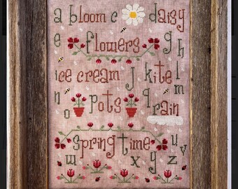 Muestra del alfabeto de primavera de New York Dreamer Needleworks