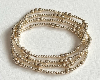 Pulseira Chelsea de contas elásticas preenchidas com ouro 14k