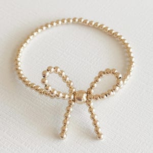 Mini Bow Bracelet in 14k Gold filled beads | Gold Bow Bracelet | Gold Beaded Bracelet