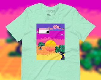 Pixel Sunset Tshirt, Retro Aesthetic Shirt, Pixel Art Vaporwave Gifts