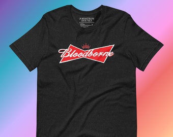 Budborne Mashup TShirt, Video Game and Beer Lover Tee, Gaming Apparel for fans of Beer and Bloodborne