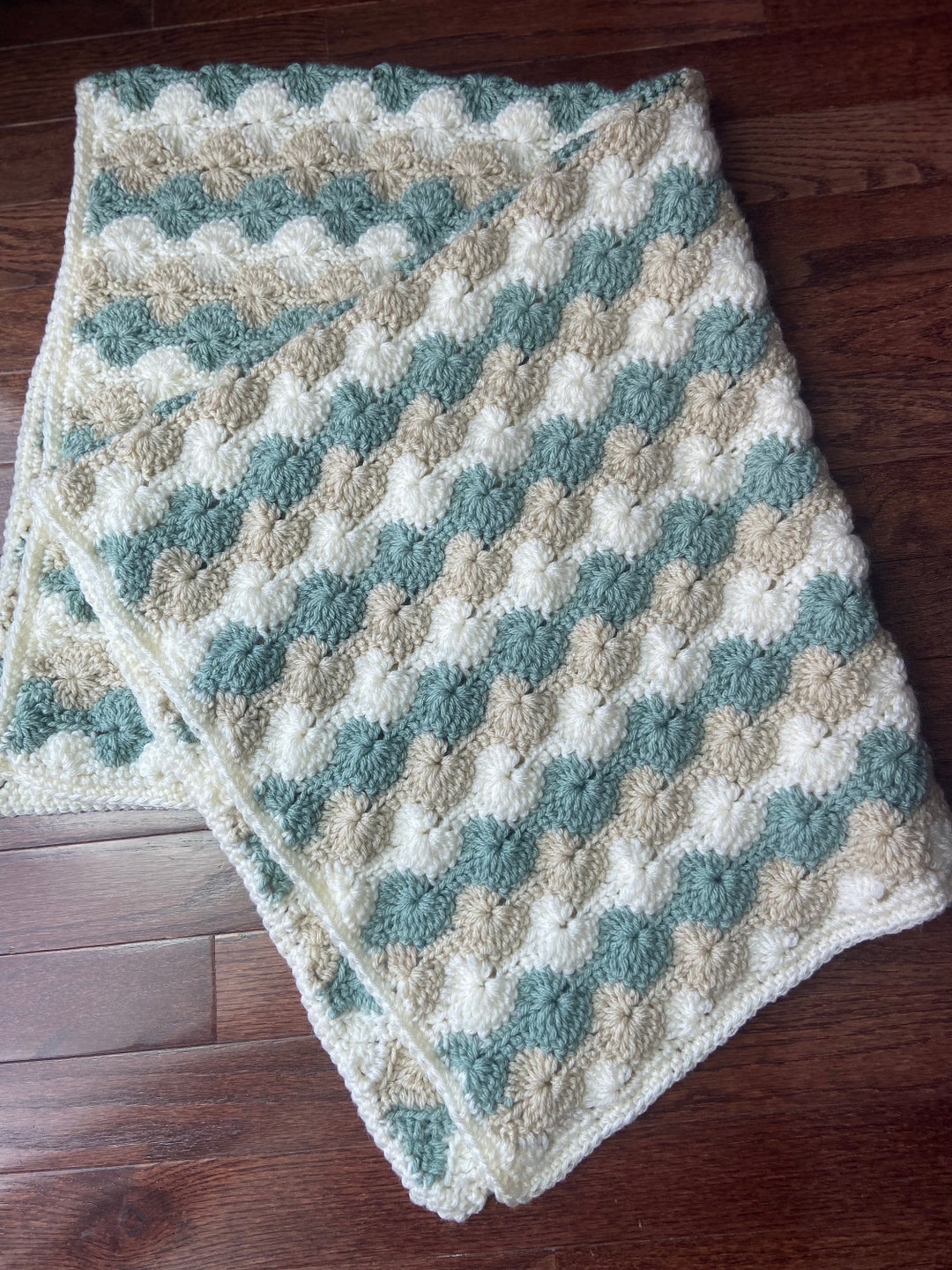 Sage Green Cream and Beige Baby Blanket Etsy