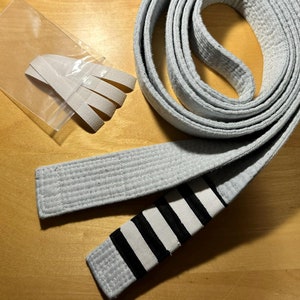 Iron-On Martial Arts Belt Stripes- 100% Cotton Canvas (Set of 4) - Jiu-Jitsu, judo, karate, taekwondo rank stripes