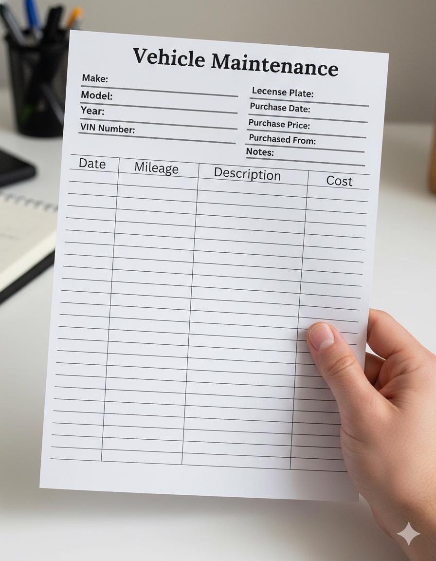 Vehicle Maintenance Log Printable | Car Service & Repair Tracker | Auto ...