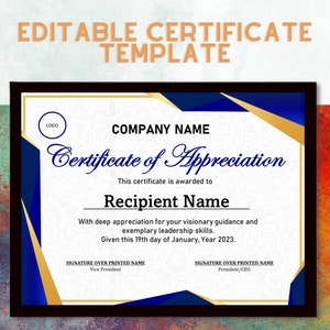 Editable Certificate of Appreciation, Certificate of Recognition, Company Certificate of Training, Guest Speaker Certificate Template, PPT V