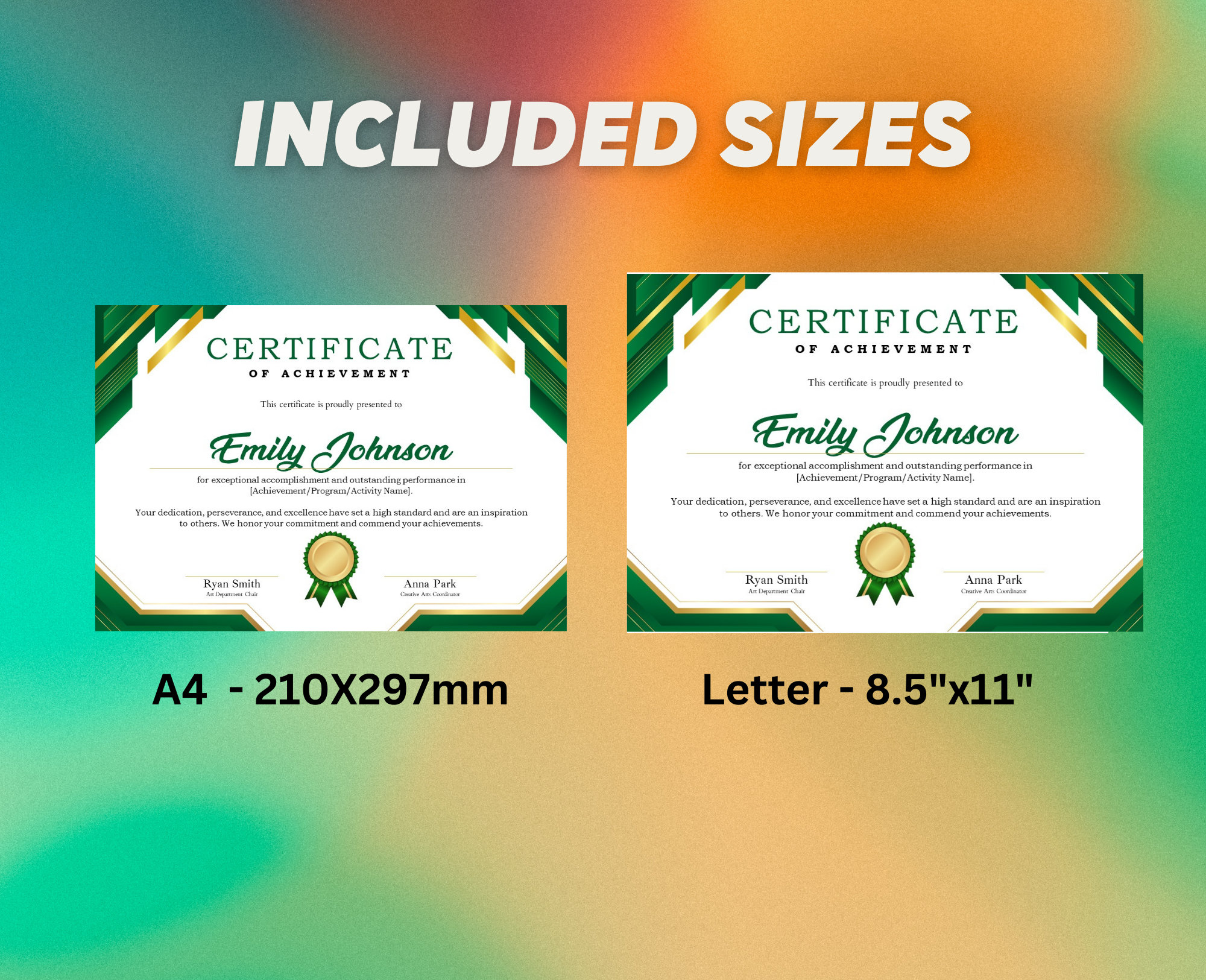 Editable Certificate of Achievement, Modern Green, School Event ...