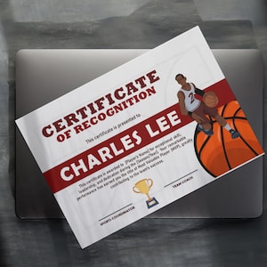 Editable Basketball Certificate Template, Sports Certificate, Junior ...