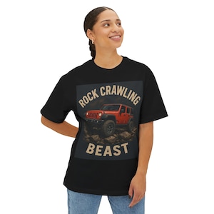 Off-Roading Graphic Tee, Jeep JKU Unisex Oversized Box Tee Shirt, Casual Top for Adventure Enthusiasts, Gift for Jeep Lovers, Boxy Fit
