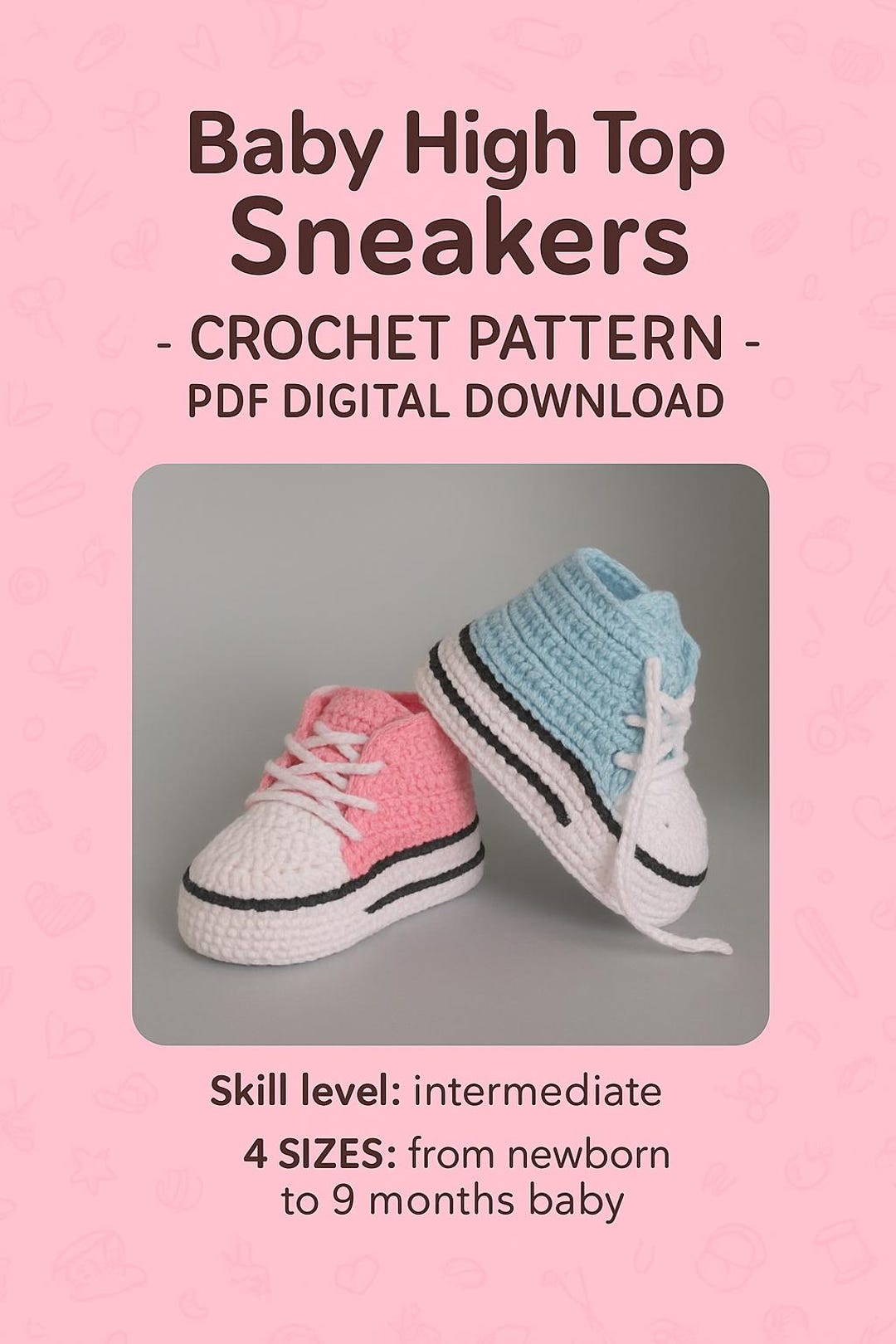 Baby High Top Sneakers Crochet Pattern - PDF Digital Download | Infant ...