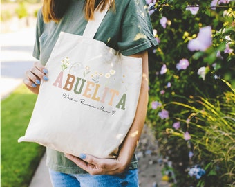 Abuelita Tote Bag met kleinkinderen namen, aangepaste oma Tote Bag, Abuelita Gift, kerstcadeau voor oma, nieuwe oma cadeau, oma cadeau