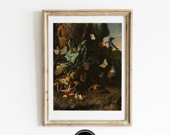 Dark Forest Oil Painting Print | Vintage Cottagecore Decor (Digital Download)