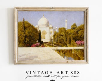 タージ・マハルのキャンバス油絵：インド、蓮の花、建築 - Etsy 日本