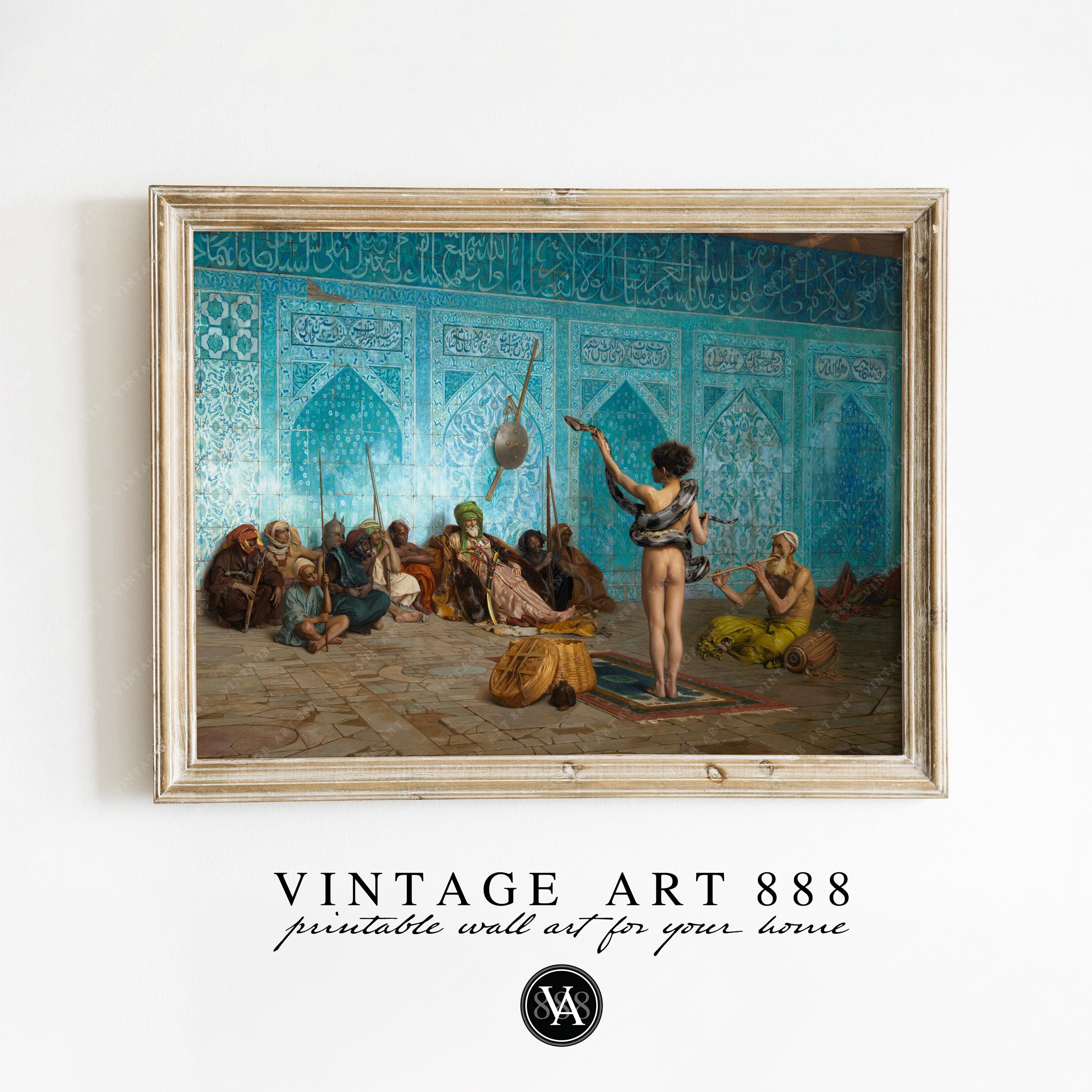 Rare Vintage 1950s Rousseau “Snake Charmer” Swiss Art Print Rare Vintage 1950s Rousseau “Snake Charmer” Swiss Art Print