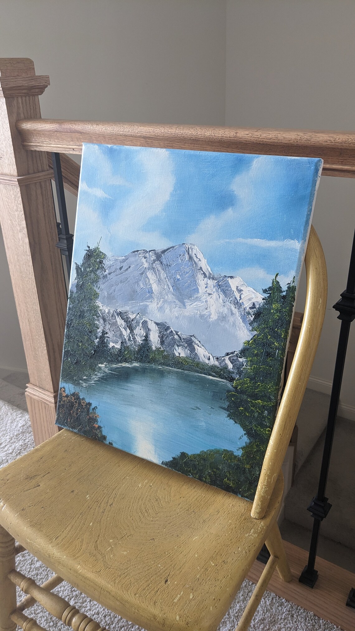 Mountain Lake Original Oil Painting 16 X 20 Stretched Canvas - Etsy