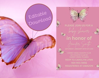 Butterfly Baby Shower Invitation