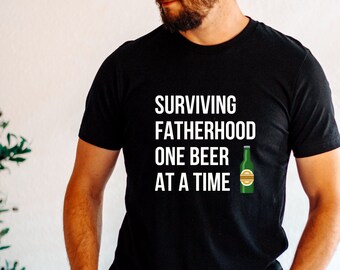 Surviving Fatherhood With Beer Dad Shirt, Parenting Shirt, Dad Humor Shirt, Father's Day Gift for Dad Birthday Gift by ElegantPrintopia