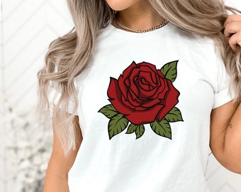 Red Rose Shirt, Love Shirt, Flower Shirt, Flower Lovers Shirt, Flower Gift, Floral Shirt, Floral Shirt, Garden Shirt by ElegantPrintopia