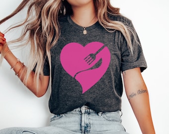 Food Heart Shirt, Foodie Shirt Cute Food Shirt Funny Food Shirt Gift For Food Lover Food Tee Foodie Addict Food Love Wear byElegantPrintopia