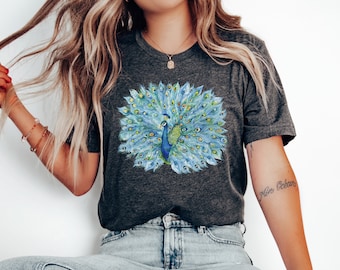 Peacock Shirt, Colorful Peacock Shirt, Peacock Lover Shirt, Animal Lover Shirt, Bird Lover Shirt, Peacock Feathers Shirt by ElegantPrintopia