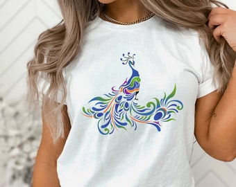 Peacock Shirt, Colorful Peacock Shirt, Peacock Lover Shirt, Animal Lover Shirt, Bird Lover Shirt, Peacock Feathers Shirt by ElegantPrintopia