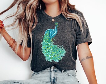 Peacock Shirt, Colorful Peacock Shirt, Peacock Lover Shirt, Animal Lover Shirt, Bird Lover Shirt, Peacock Feathers Shirt by ElegantPrintopia