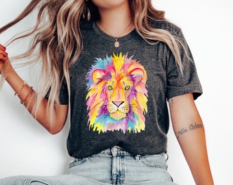 Lion Shirt, Colorful Lion Lion Shirt Lion Lover Shirt Lion Lover Nature Lover Gift for Lion Lion Lover by ElegantPrintopia