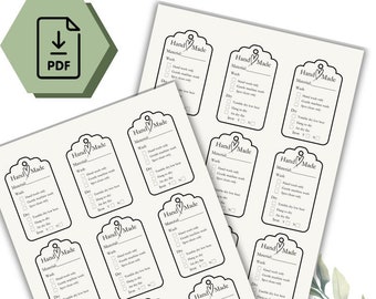 Printable Washing Label Care Card Tags: Handmade Item Care (PDF)