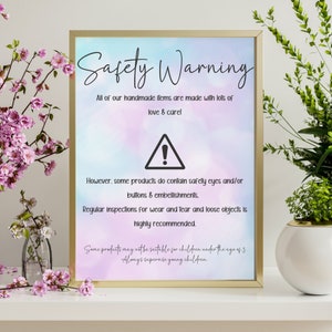 Druckbare Sicherheit Augen Warnschild A4 Größe Sofortiger digitaler Download für einfache Anzeige Druckbare Sicherheit Warnung Print häkeln stricken Warnung