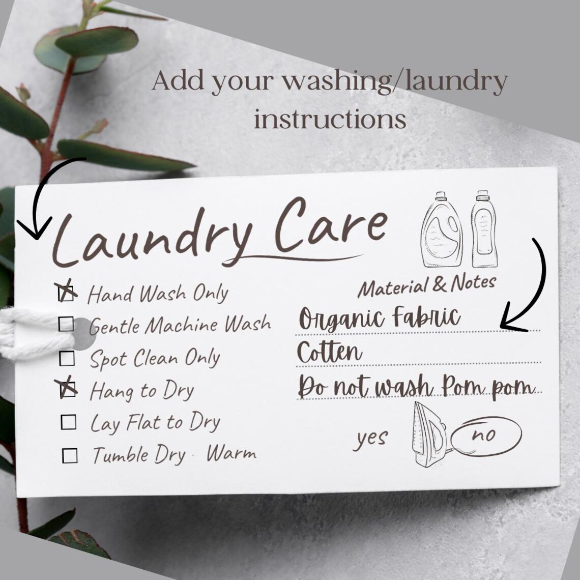 Printable Crochet Care Hangtag Wash Instructions Labels PDF Handmade