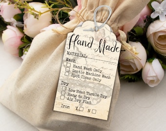 Printable Crochet Care Hangtags, Fabric Washing Instructions, PDF, Crochet Knit Sew Quilt Laundry Care Card, Handmade Market Prep Hang Tags