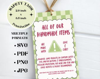 Printable Safety Eye Hangtags Labels PDF Handmade Crochet Knitting Safety Instructions Warning Care Card Amigurumi Safety Eyes Handmade