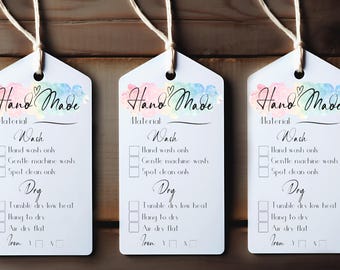 Printable Care Tags crochet Labels PDF Handmade Crochet Washing Instructions Crochet Care Card Washing Care Tag Knit Handmade Market Prep