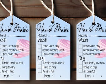 Printable Crochet Care Hangtags: Handmade Item Washing Instructions (PDF)