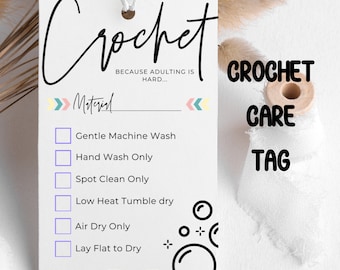 Funny Crochet Hangtag, Washing Care Printable Tags, Labels PDF, Handmade Crochet Washing Instructions, Crochet Care Card, Knitting Care Tags