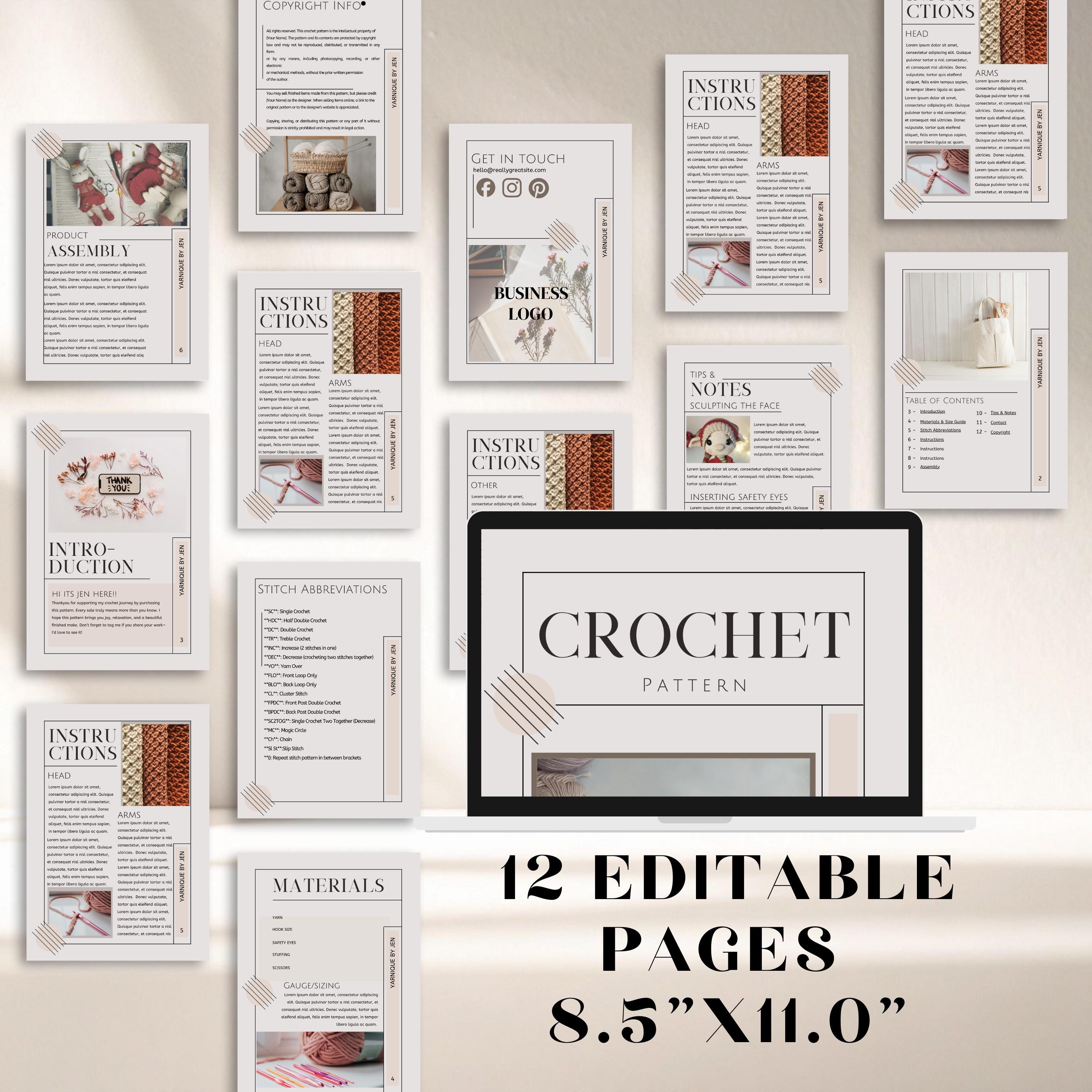 Crochet Pattern Template Canva Basic and Simple Crochet Pattern ...