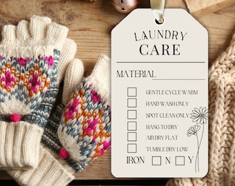 Printable Crochet Care Tags, Handmade Gift Tag, Crochet Laundry Washing Instructions, Quilt Knit Crochet Tags, Hangtag Market Prep