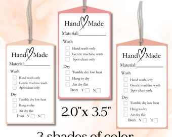 Printable Washing Care Hangtags Labels PDF Handmade Crochet Washing Instructions Crochet Care Card Washing Care Tag Knitting