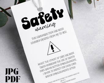 Safety Eyes Printable Hangtags, PDF Handmade Crochet Knitting Safety Instructions, Warning Care Card Amigurumi, Safety Eyes Handmade Market