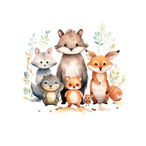 Safari  animals CLIPART nursery group of animals watercolor clipart PNG for commercial use, Instant Download, CANVA