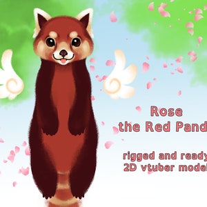 Rose the Red Panda modelo vtuber 2d equipado y listo