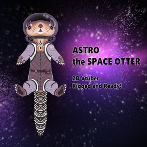 Astro the Space Otter, modelo vtuber 2D Rigged and Ready de cuerpo completo