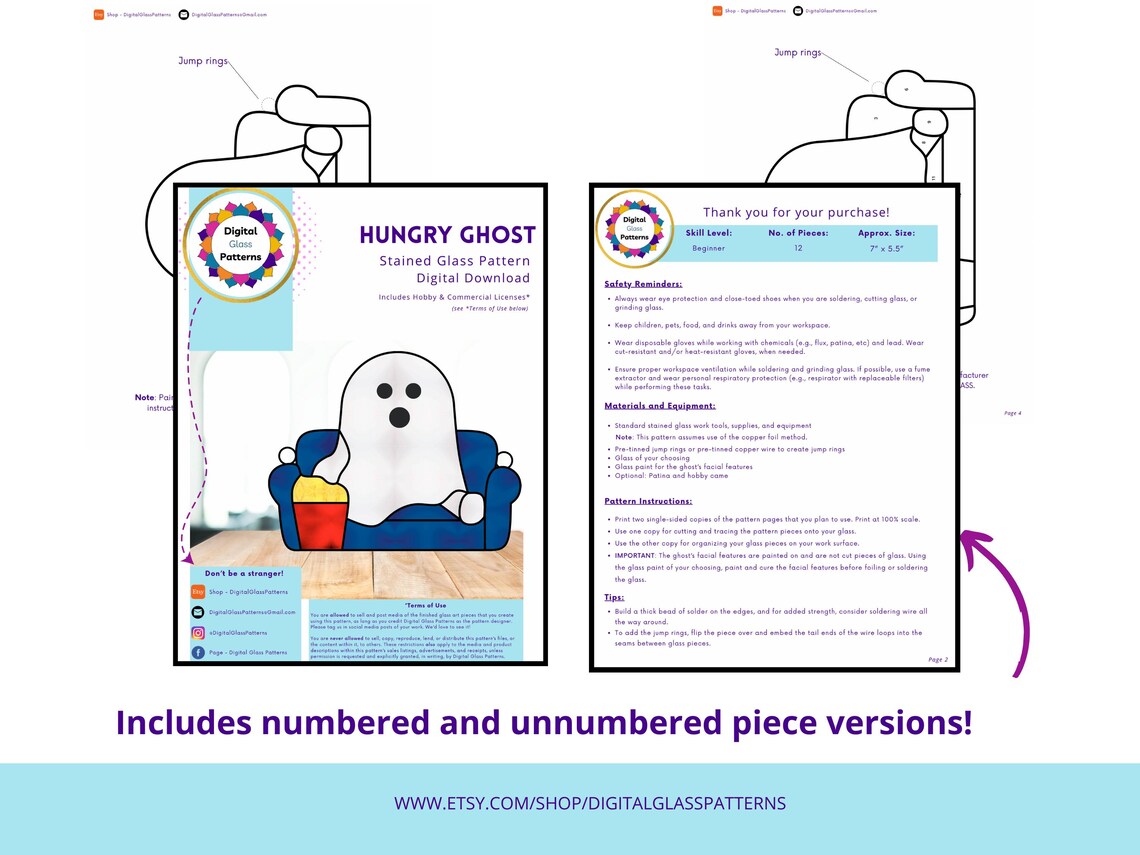 Easy Stained Glass Halloween Ghost Pattern Download - Printable PDF ...