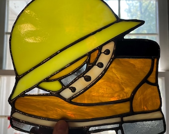 Stained Glass Pattern – Work Boot and Construction Hat, Beginner Friendly (Digital Download)