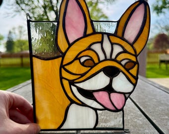 French Bulldog Stained Glass Corner Pattern - Digital Download with Printable PDF PNG and SVG Template Files